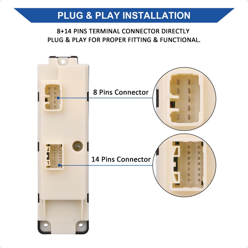 AiYiGu Master Power Window Switch Front Left Driver Side Compatible with 2008-2012 Chevrolet Chevy Colorado/ 2004-2012 GMC Canyon/ 2008-2010 Hummer H3/ 2009-2010 Hummer H3T, Replaces OE 25779767 - Image 3